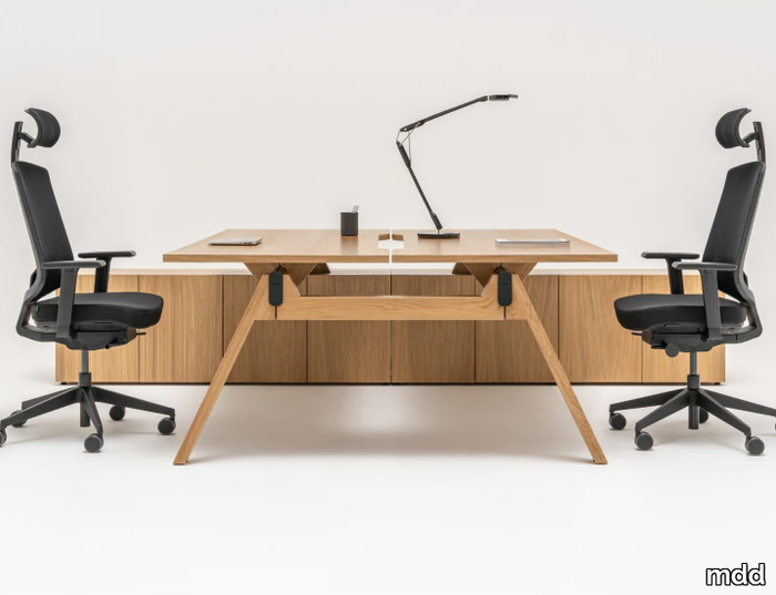 VIGA - Sectional multiple wooden office desk with shelves _ mdd