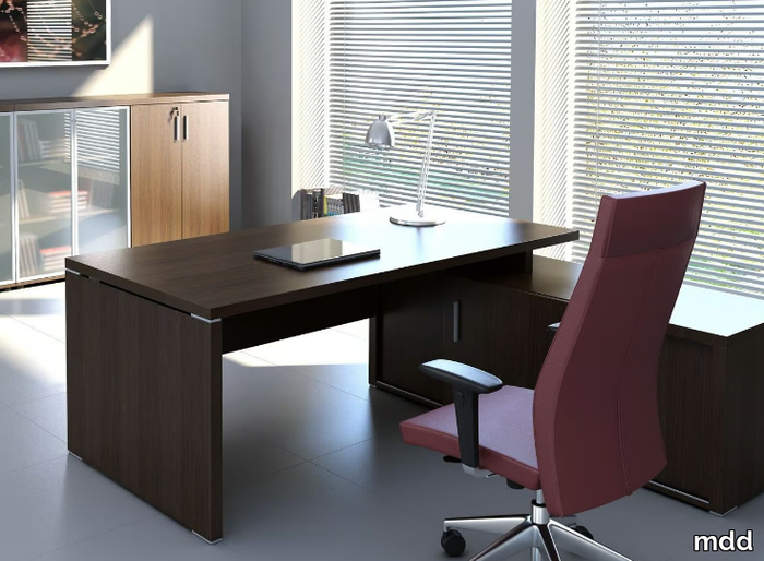 QUANDO - L-shaped melamine-faced chipboard office desk _ mdd