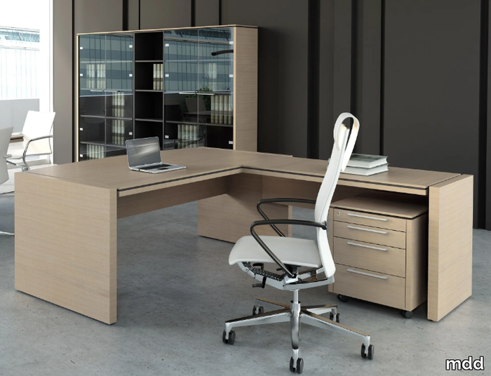 STATUS - L-shaped melamine-faced chipboard office desk _ mdd