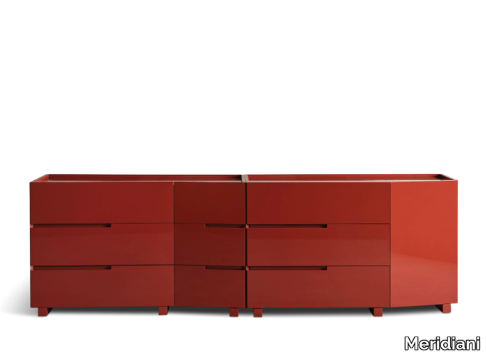 WALLIS - Modular wooden chest of drawers with integrated handles _ Meridiani