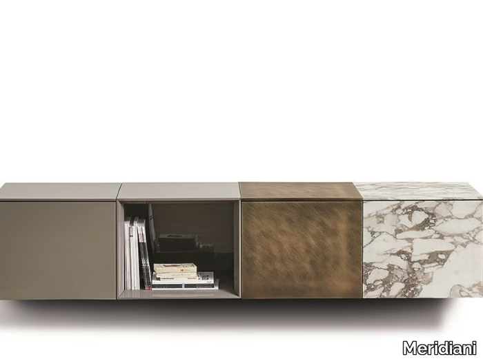 RUBEN - Suspended brass sideboard with doors _ Meridiani