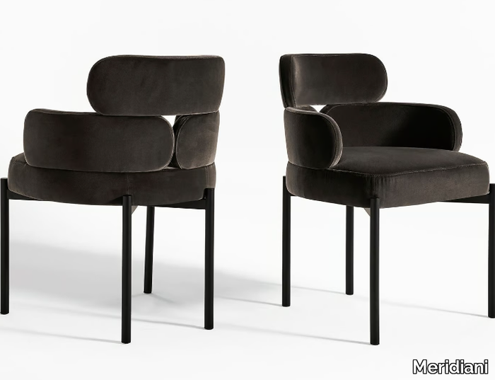 SYLVIE - Upholstered velvet chair with armrests _ Meridiani