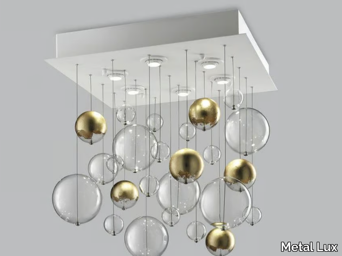 BOLERO 60x60 - Blown glass ceiling lamp _ Metal Lux