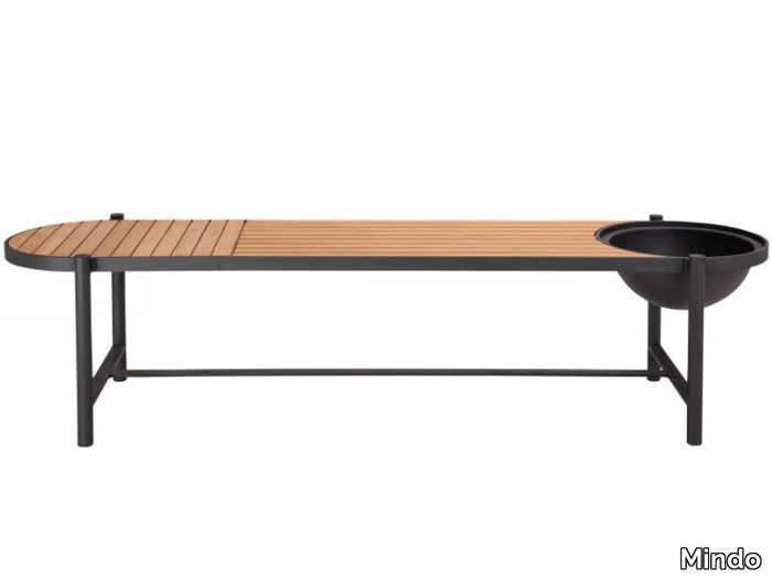 MINDO 117 - Teak garden bench with integrated planter _ Mindo