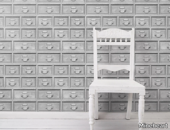 ALMOST WHITE INDUSTRIAL DRAWERS - Motif vinyl wallpaper _ Mineheart