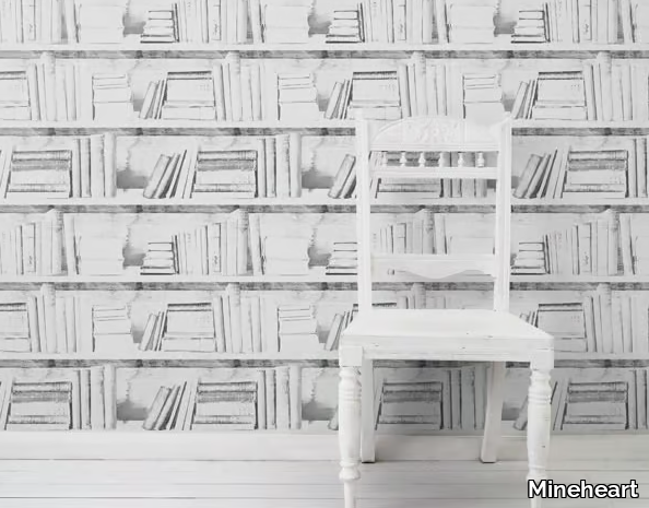 ALMOST WHITE PHOTOCOPY BOOKSHELF - Vinyl wallpaper _ Mineheart