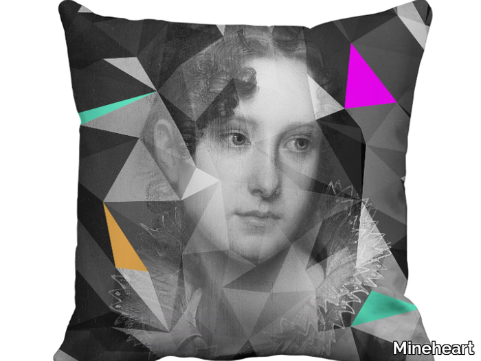 LADY GREY - Motif square canvas cushion _ Mineheart