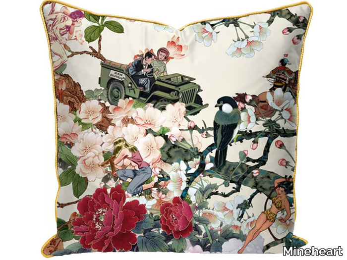 SAVE EMPRESS WU - Square cotton cushion with floral pattern _ Mineheart