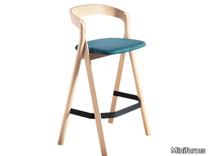 DIVERGE - High wooden stool with footrest _ Miniforms