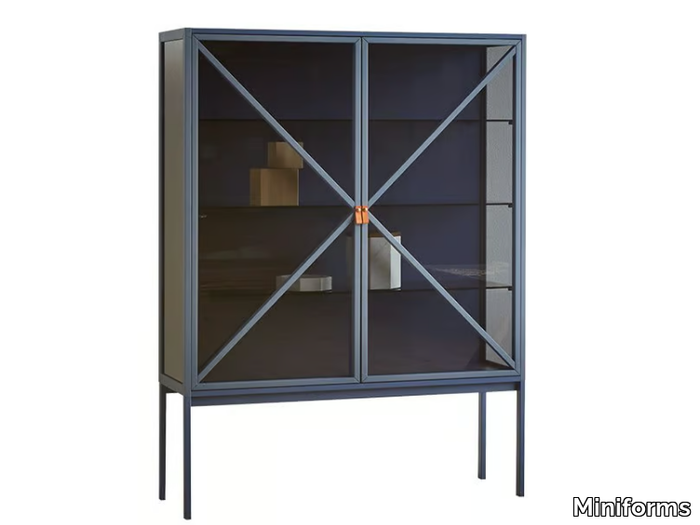 KRAMER - Glass highboard with doors with integrated lighting _ Miniforms