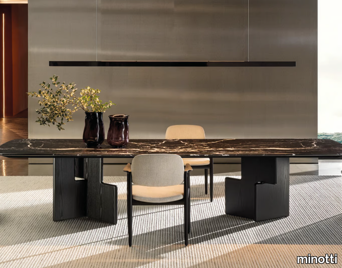 NICO - Rectangular ash table with marble top _ Minotti