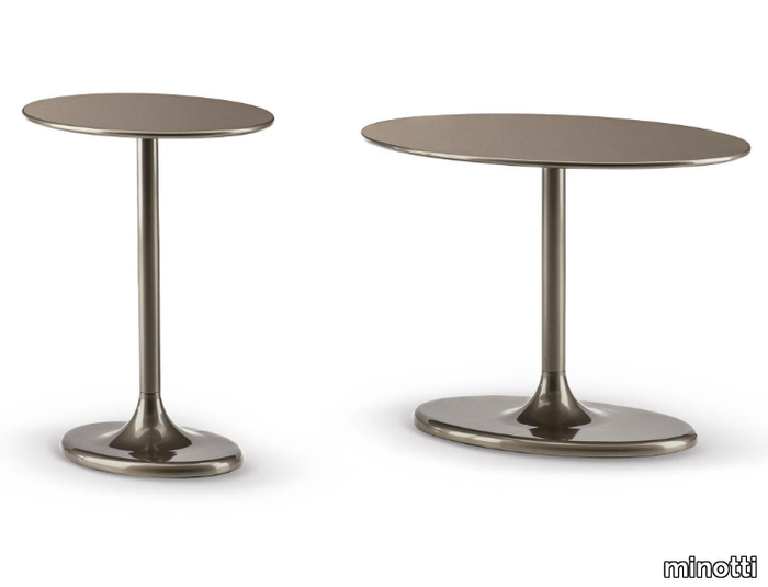 TAIKO - Oval aluminium high side table _ Minotti