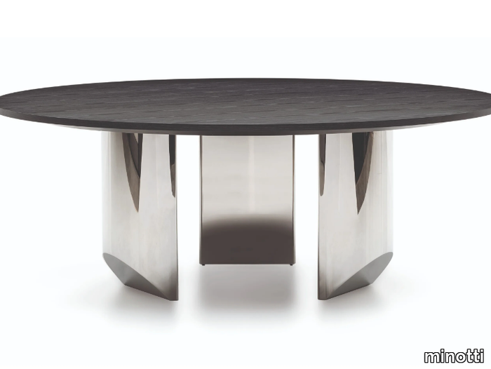 WEDGE - Round wooden living room table _ Minotti