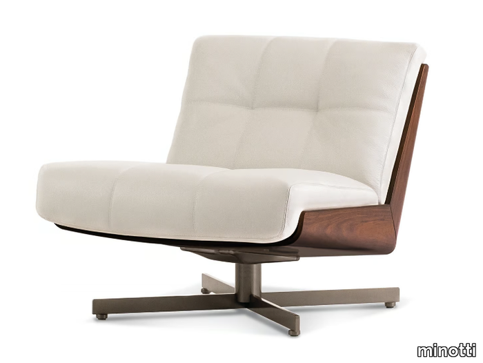 DAIKI - Leather armchair with 4-spoke base _ Minotti