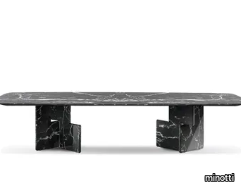 NICO - Rectangular Nero Marquina marble table _ Minotti