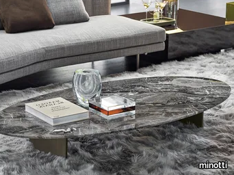 LINHA - Low oval marble coffee table _ Minotti