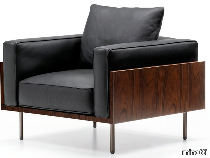 BRASILIA - Leather armchair with armrests _ Minotti