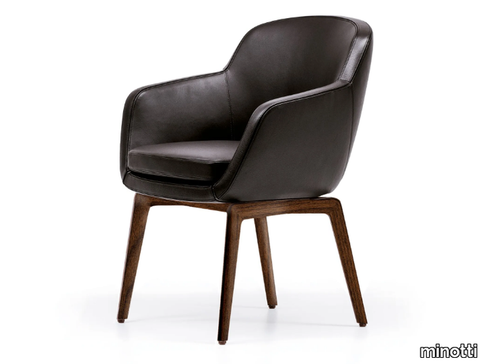 BELT - Upholstered leather chair with armrests _ Minotti