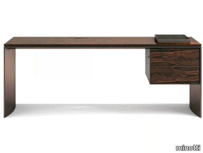 LINHA STUDIO - Rectangular wooden writing desk with drawers _ Minotti