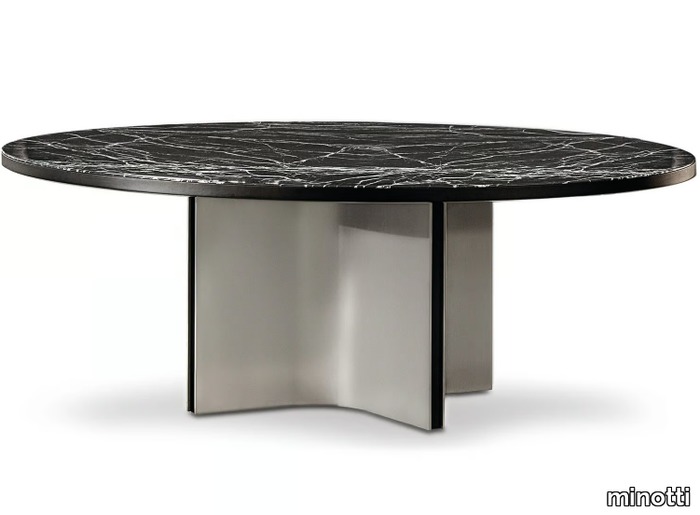 MARVIN - Round marble dining table _ Minotti