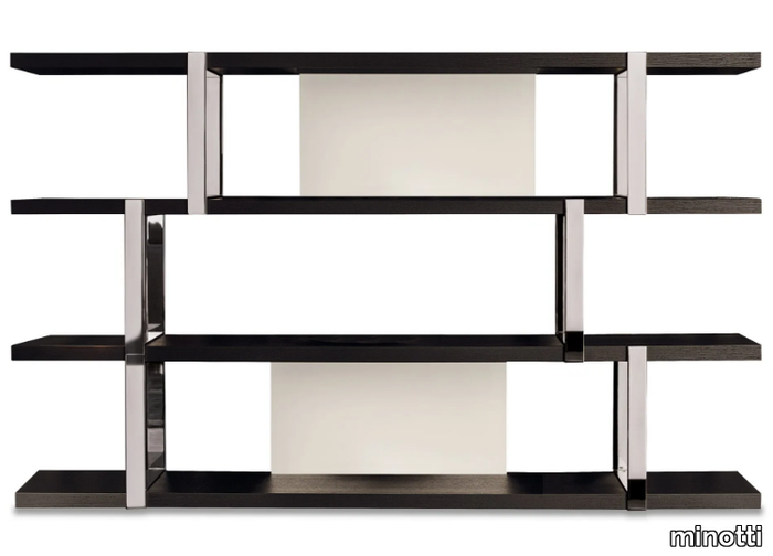 DALTON CHROME - Open wooden bookcase _ Minotti