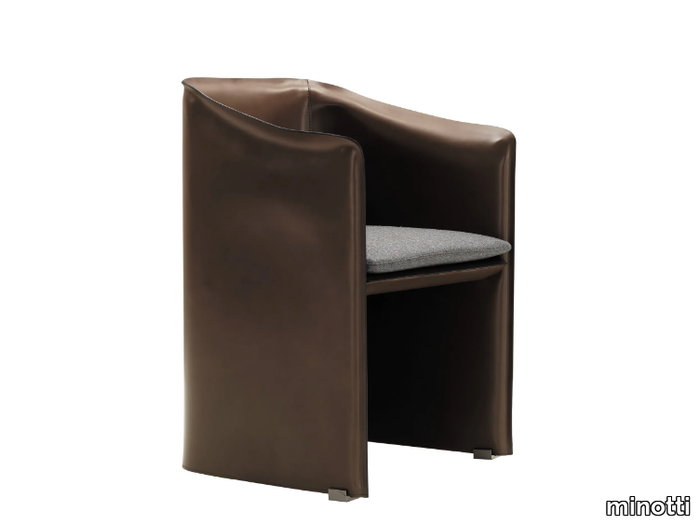 CASE - Upholstered tanned leather chair with armrests _ Minotti