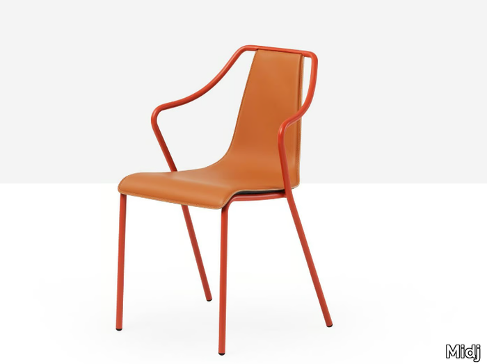 OLA P M CU - Steel chair and leather seat _ Midj