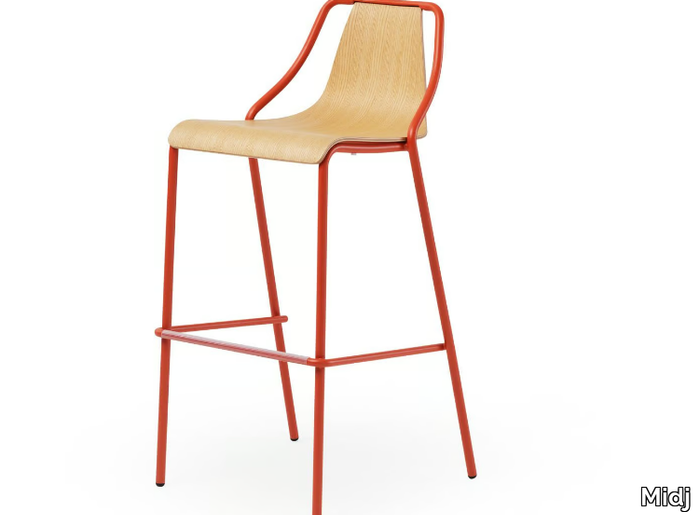 Ola - High metal stool with back _ Midj