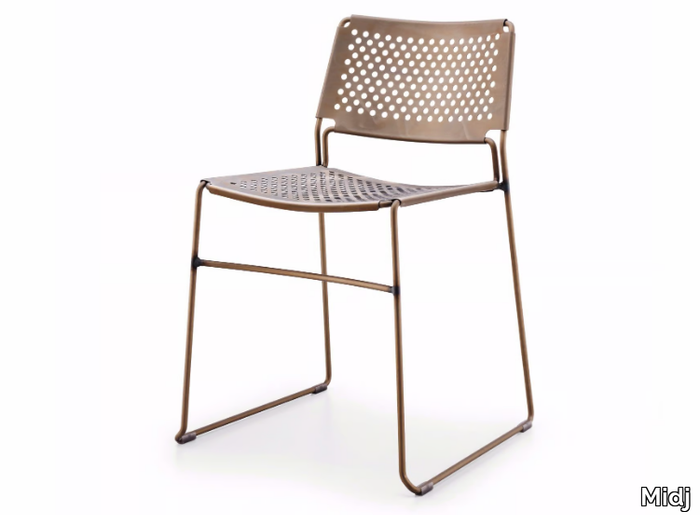 SLIM - Stackable sled base steel garden chair _ Midj