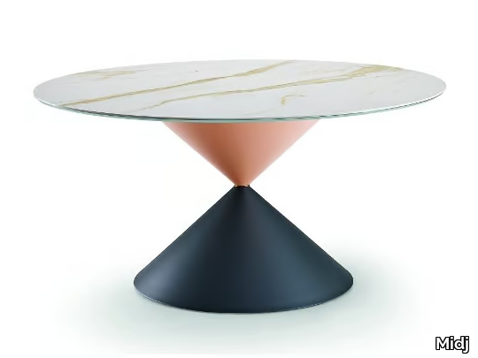 CLESSIDRA - Round glass ceramic table _ Midj