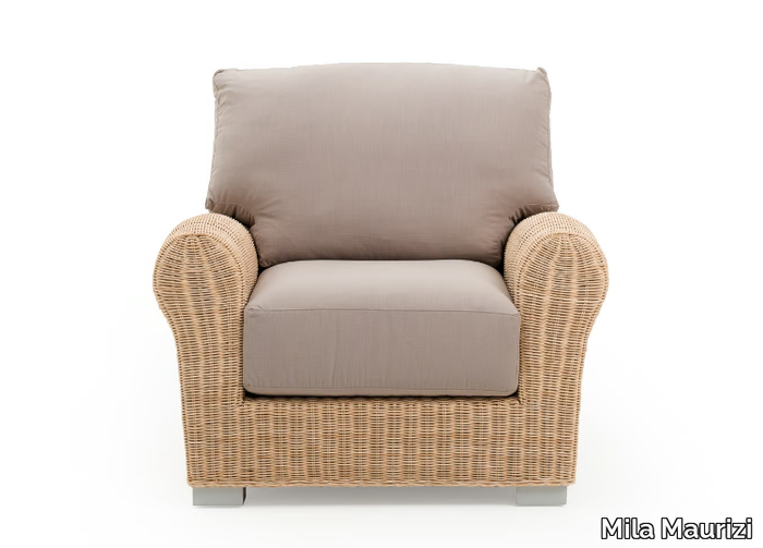 BRIGITTE - Woven wicker armchair with armrests _ Mila Maurizi