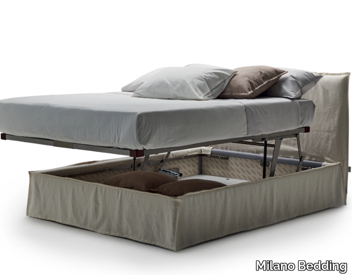 NAXOS - Fabric storage bed with removable cover _ Milano Bedding