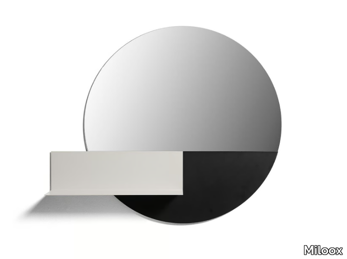 BAND 60 - Round metal mirror with shelf _ Miloox