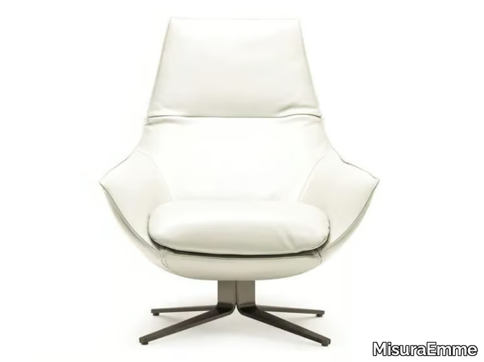 ERMES - Swivel leather armchair with armrests _ MisuraEmme