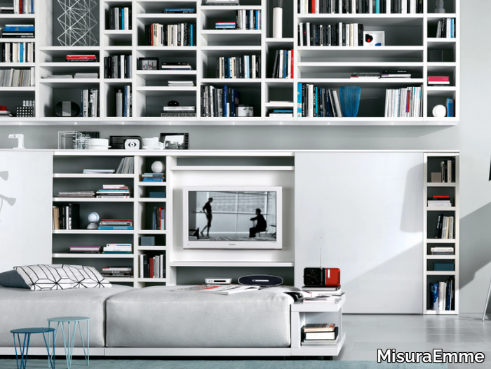 CROSSING - Wall-mounted sectional lacquered bookcase _ MisuraEmme