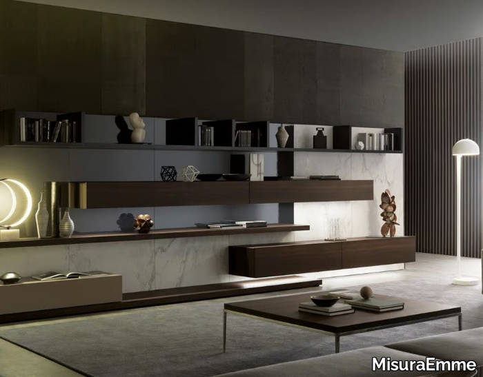 TAO - Sectional storage wall with integrated lighting _ MisuraEmme