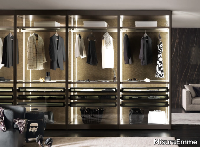 PALO ALTO - Corner sectional walk-in wardrobe with integrated lighting _ MisuraEmme