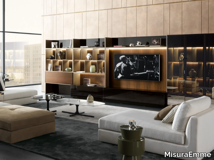 CROSSING - Sectional TV wall system with integrated lighting _ MisuraEmme