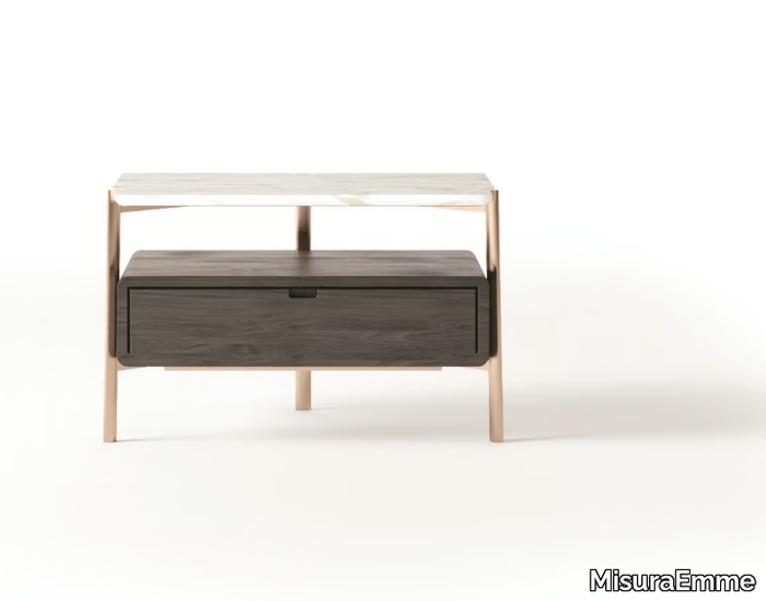 Eros - Rectangular wooden bedside table with drawers _ MisuraEmme