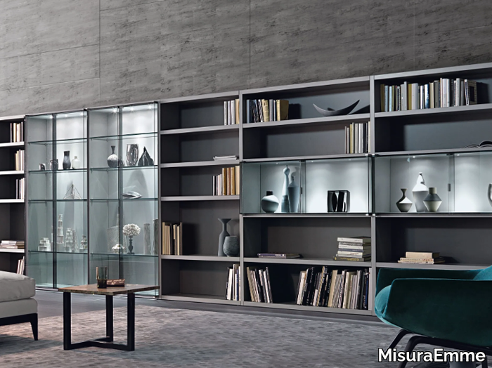 CROSSING - Open wooden bookcase with built-in lights _ MisuraEmme