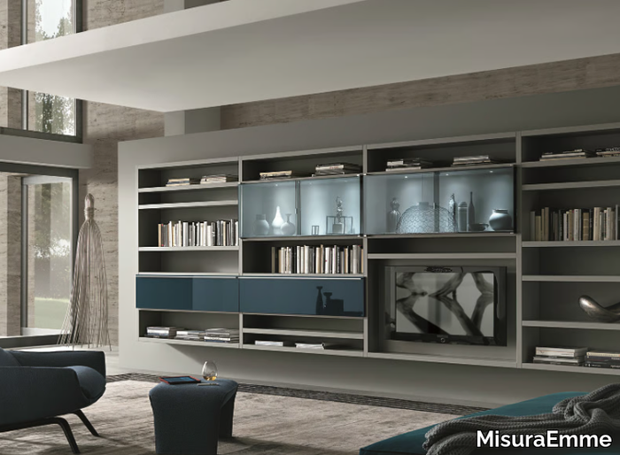 CROSSING - Sectional wall-mounted storage wall _ MisuraEmme