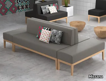 BAKER - Upholstered wooden bench with back _ Missana