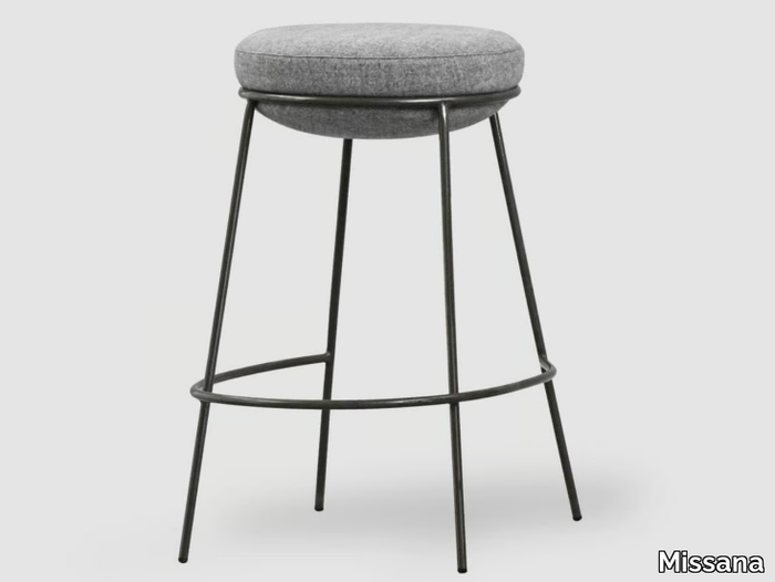 NEST - High upholstered iron stool with footrest _ Missana