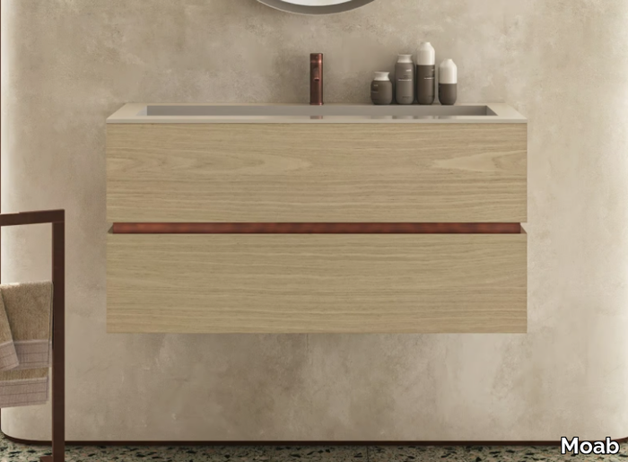 DRESSCODE - Wall-mounted vanity unit with drawers with integrated washbasin _ Moab