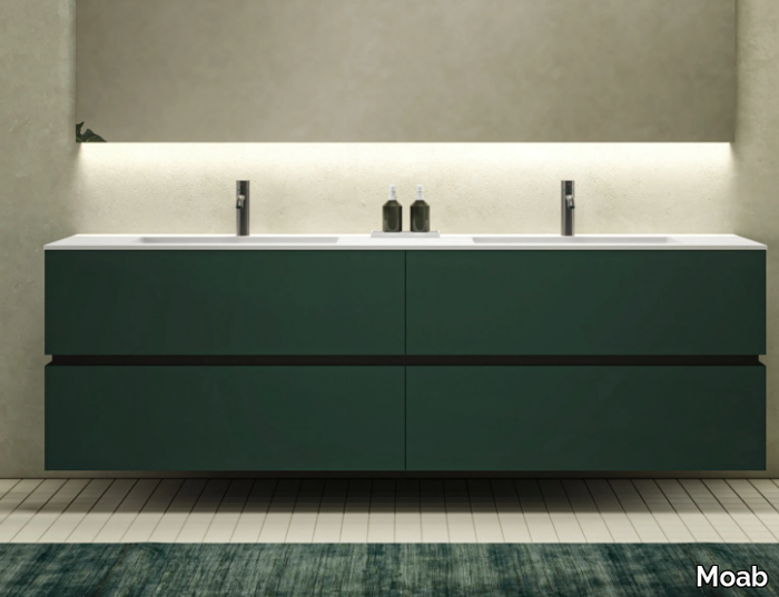 DRESSCODE - Double vanity unit with drawers with integrated washbasin _ Moab