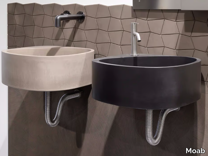 ELLETRE - Wall-mounted single concrete washbasin _ Moab