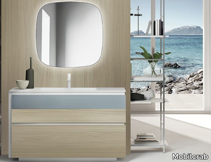 LINK 9 - Floor-standing HPL vanity unit with drawers _ Mobilcrab