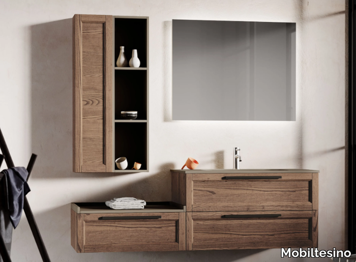 R14 - Wall-mounted ash vanity unit with drawers _ Mobiltesino