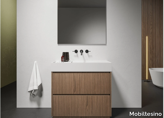 M22 - Floor-standing walnut vanity unit with drawers _ Mobiltesino