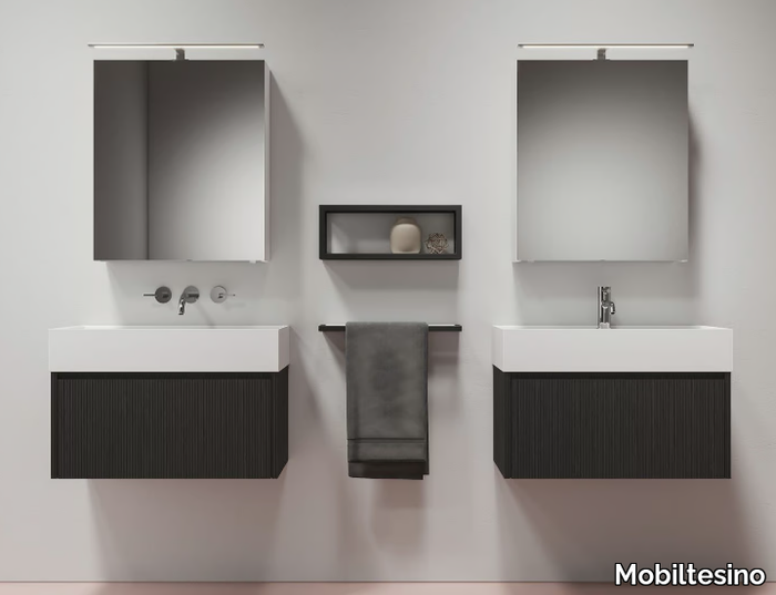 M27 - Double oak vanity unit with integrated washbasin _ Mobiltesino